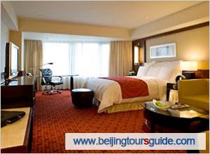 Bed of Beijing Marriott Hotel City Wall