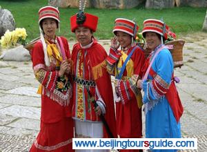 Tour Guides Dessed in Sani Ethnic Minority Costumes Stone Forest
